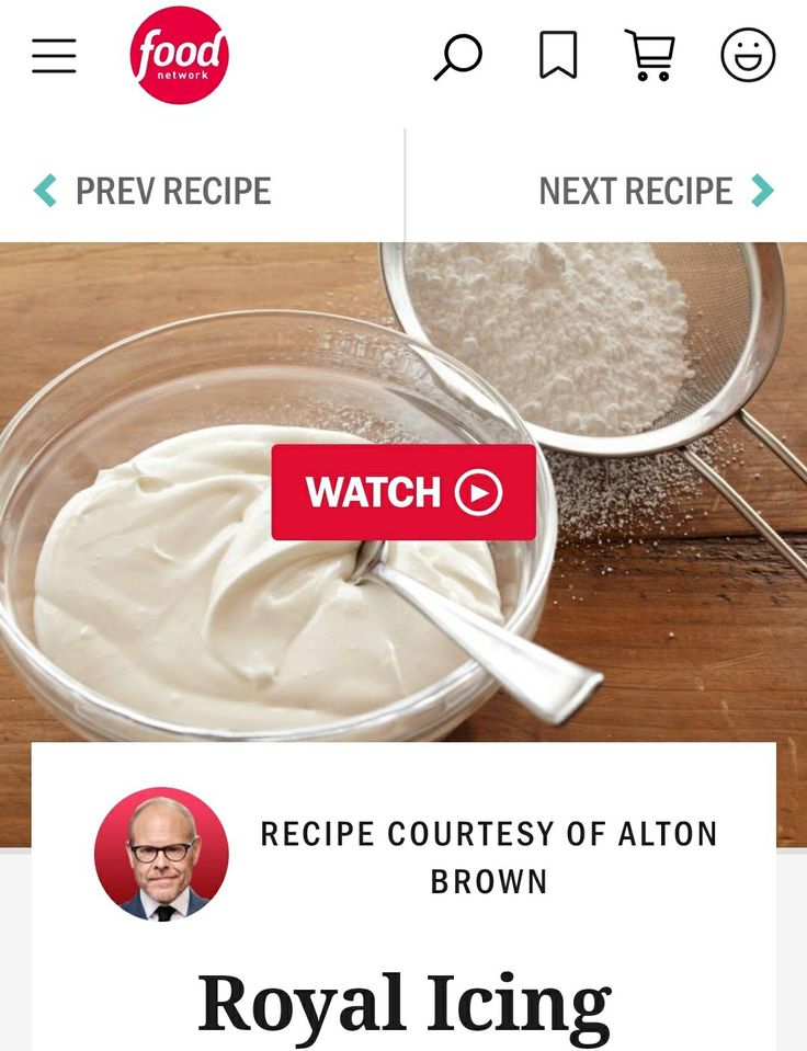 the recipe for royal icing is shown in this screenshote image, and shows how to make it