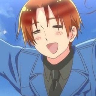 an anime character with his mouth open and hands out to the side, in front of a blue sky