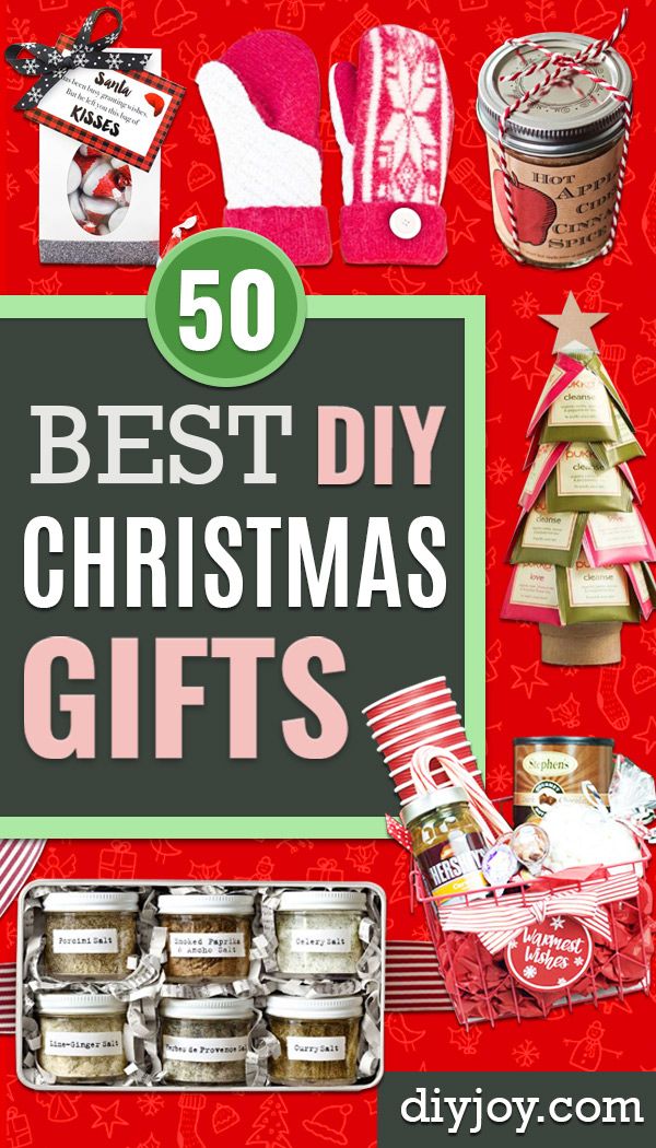 the top 50 best diy christmas gifts on display in front of a red background