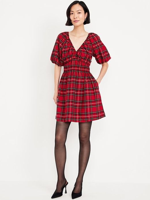 Waist-Defined Mini Dress | Old Navy 90s Holiday Outfit, Christmas Dress Ideas, Christmas Red Dress, Christmas Dress Outfit, Summer Mini Dresses, Plaid Christmas Dress, Laundry List, Mini Dress Red, Red Christmas Dress