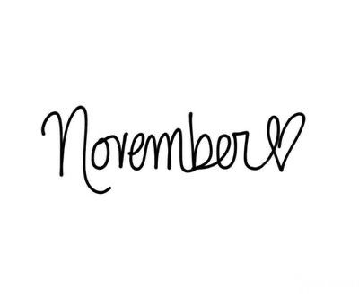 the word november written in cursive writing on a white background with black ink