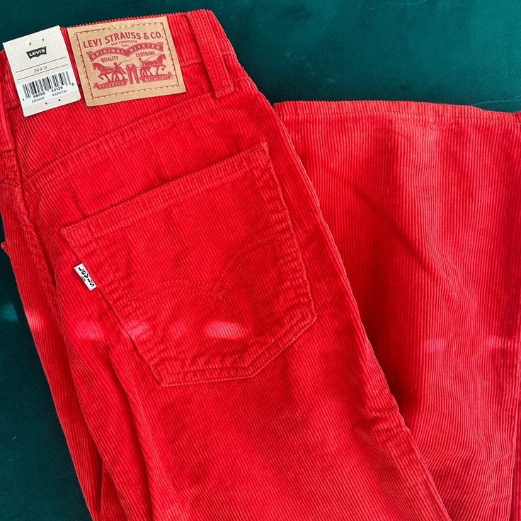 Red Corduroy Levi Straight Leg Jeans 26 X 31- New With Tags. Super Cute Casual Or Dressed Up- Just A Little Big On Me So I’m Selling. Womens Red Jeans, Courdory Levis, Straight Leg Red Jeans, Trendy Red Corduroy Bottoms, Casual Red Levi's Bottoms, Levi's Fitted Red Bottoms, Red Fitted Corduroy Bottoms, Fitted Red Corduroy Bottoms, Levi's Cotton Winter Bottoms