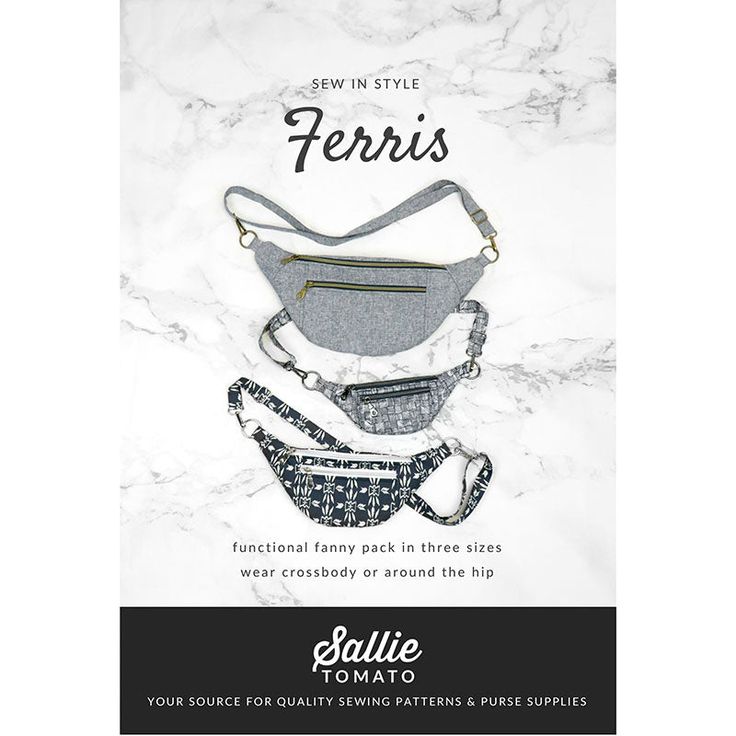 Sallie Tomato Ferris Fanny Pack Pattern Fanny Pack Sewing Pattern, Sallie Tomato, Fanny Pack Pattern, Rabbit Fabric, Happy Squirrel, Simple Bag, Purse Sewing Patterns, Bag Hardware, Pattern Purse