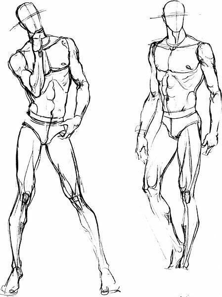 two sketches of the same man in different poses