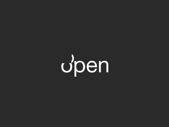 the word open is written in white on a black background, and it appears to be made