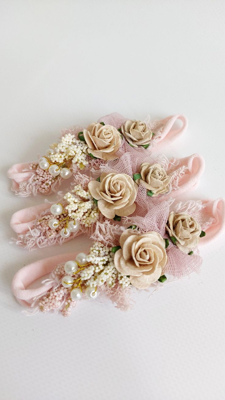 Pink Flower Headband, Baby Flower Crown, Minnie Mouse Headband, Light Pink Flowers, Baby Flower, Newborn Props, Headband Baby, Floral Headbands, Ear Headbands