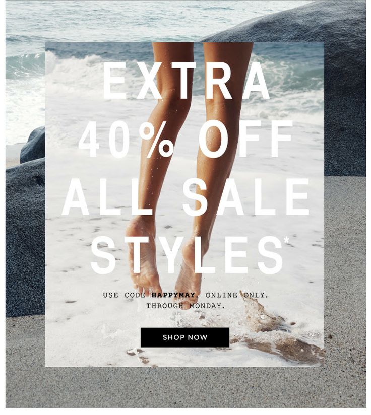 a woman's legs in the sand with text that reads extra 40 % off all sale styles