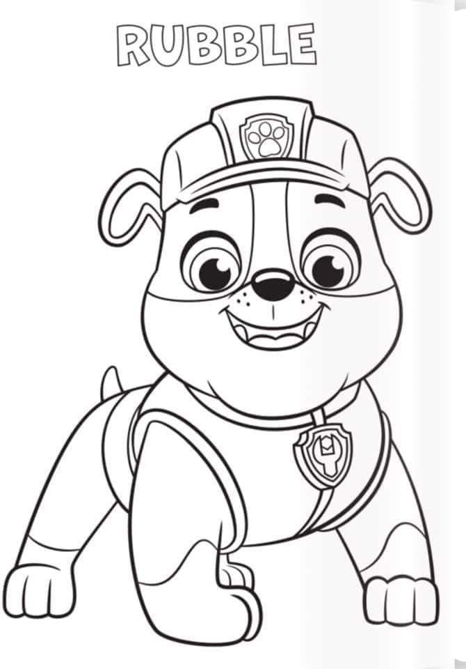 the paw patrol coloring page for kids to color and learn with their favorite character, rubble