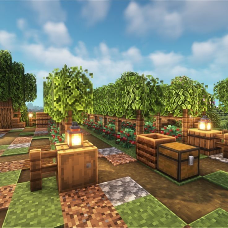 Minecraft Grape Farm, Minecraft Winery Ideas, Raft House Ideas Game, Cute Minecraft Houses Bedrock, Winery Minecraft Build, Farm Land Minecraft, Minecraft Tomato Farm, Small Build Ideas Minecraft, Minecraft Trees Design Tutorial