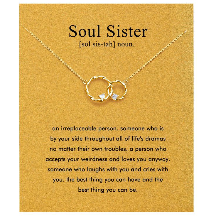 PRICES MAY VARY. SOUL SISTER: A delicite friendship necklace for women, wear your necklace as a reminder that the soul sister is an irreplaceable person. someone who is by your side throughout all of life's dramas no matter their own troubles. QUALITY CRAFTSMANSHIP: A dainty circle pendant that crafted from hand, with a sturdy 17inch chain and 2inch extender chain. Made of high-quality brass and coated in a 14k real gold, this necklace is designed to last through years of wear and tear. VARIOUS Meaningful Gifts For Your Best Friend, Sister Gifts For Christmas, Friendship Necklaces For 2, Bestie Necklaces, Sister Circle, Sisters Quotes, Necklace Friendship, Friendship Necklace, Sister Jewelry