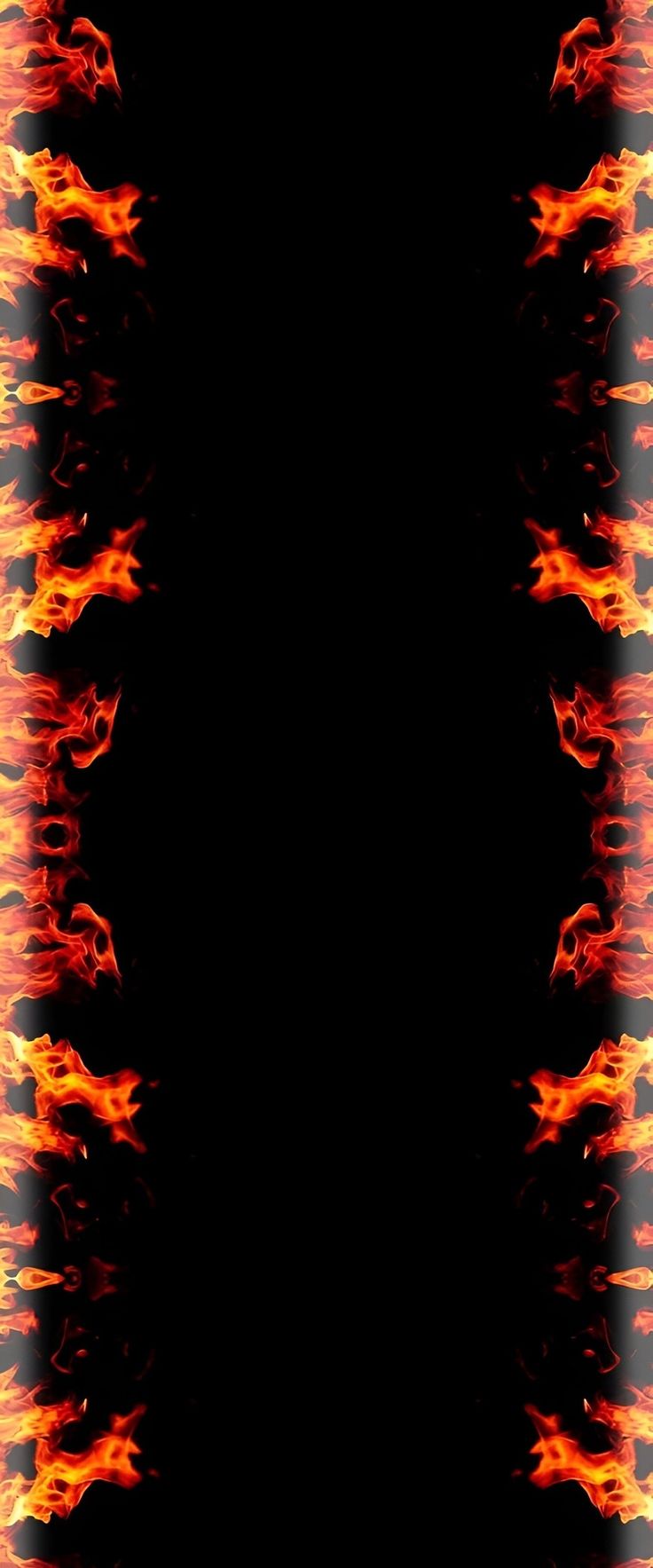 a black background with red and yellow flames in the shape of a rectangle frame