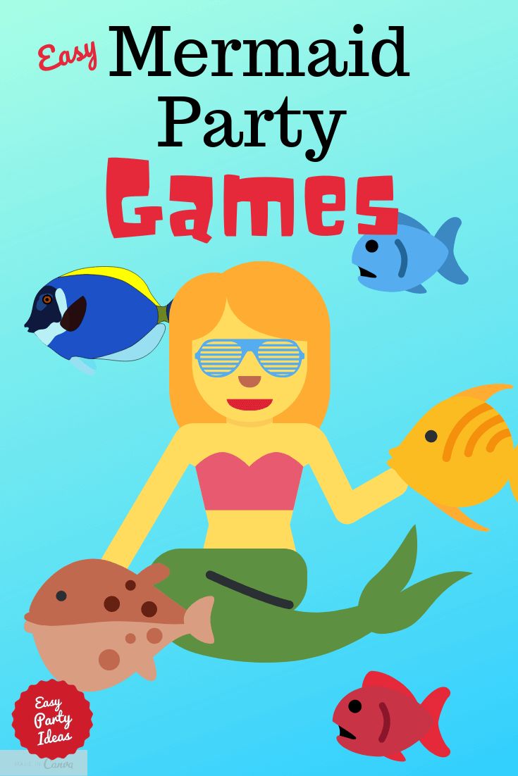 an image of a mermaid party game with fish and sea animals on the front cover