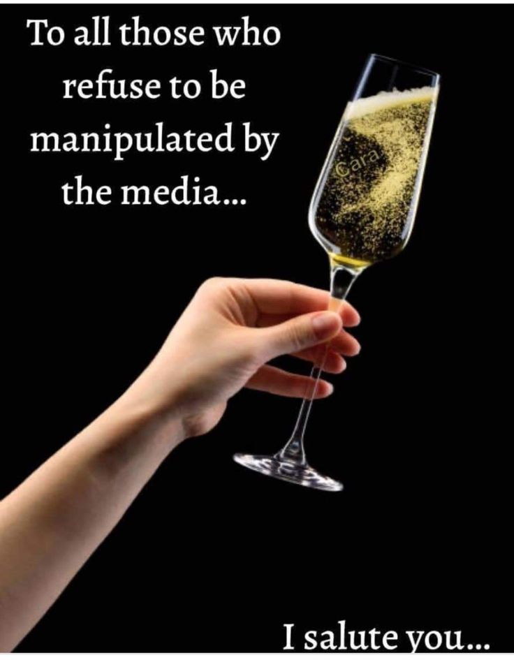 someone is holding a champagne glass with the words to all those who refuse to be manipulated by the media