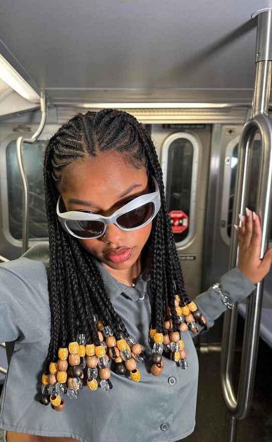 Twisted Hair, Braids Hairstyles Pictures, Braided Cornrow Hairstyles, Cute Box Braids Hairstyles, Quick Braided Hairstyles, Protective Hairstyles Braids, Fulani Braids, Braids With Beads, Hairdos For Curly Hair