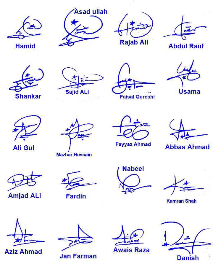 an autographed poster with the names and numbers of famous people in blue ink