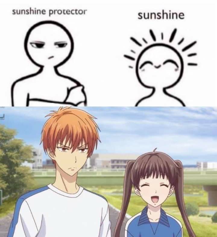 two people standing next to each other with the caption that says, sunshine protector