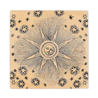 the sun and stars are depicted in this ceramic tile