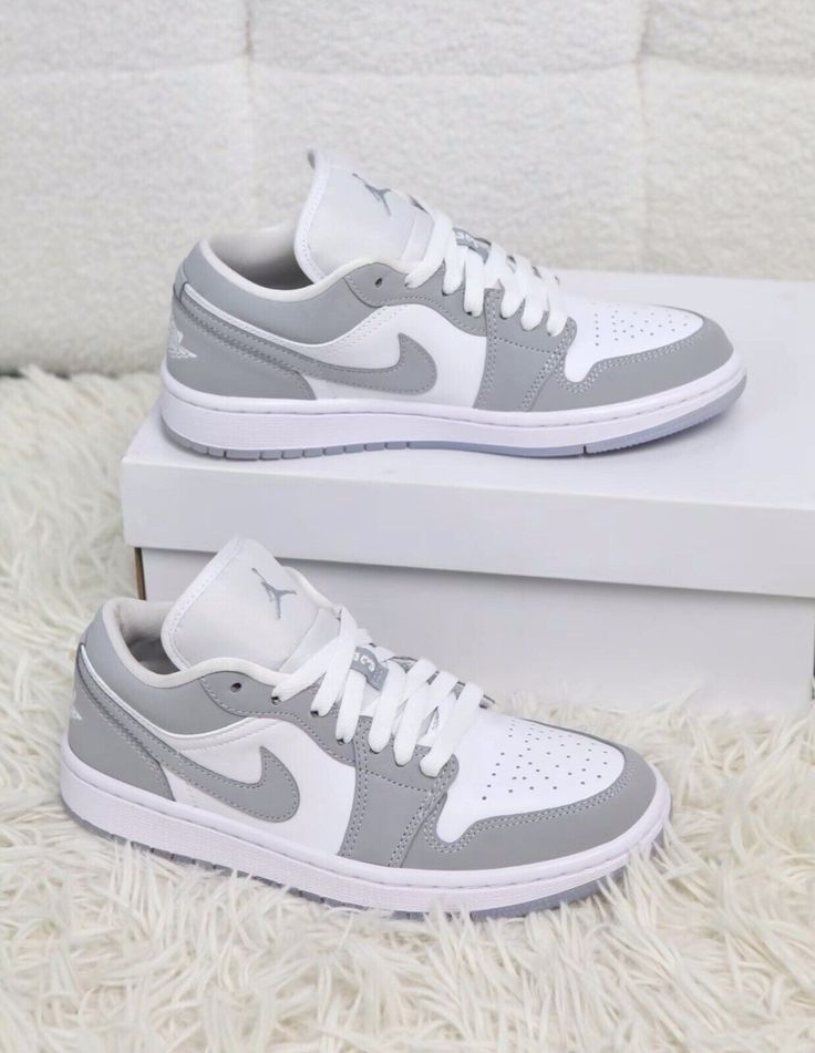 Nike Air Jordan 1 Low Wolf Grey Aluminum Women's Size 6.5W DC0774-105 New Jordan Ones Low, Low Air Jordans, Jordans Women Low, Cute Nike Shoes For Women Sneakers, All Nike Shoes Jordans, Grey Jordans 1, Womens Jordans Grey, Air Jordans Low, Nike Air Jordan 1 Low Wolf Grey