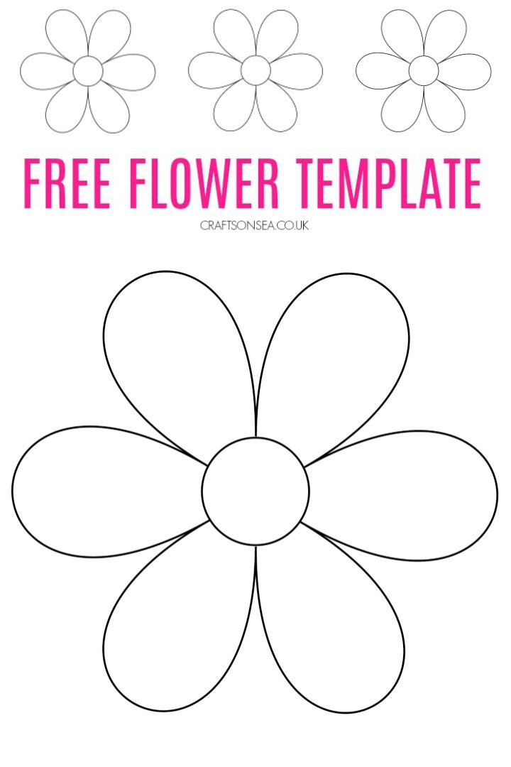 a flower with four petals on it and the text free flower template in pink above