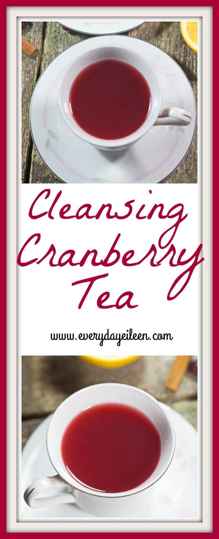 a bowl of cranberry tea on top of a white plate with the words, cleaning cranberry tea