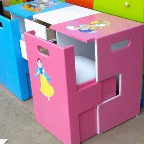 children's toy storage bins with princess stickers on them