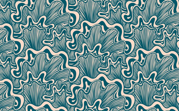 an abstract blue and white pattern with wavy lines on the bottom, as well as waves in