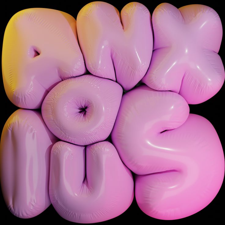 some pink and yellow balloons are stacked up in the shape of letters that spell out love