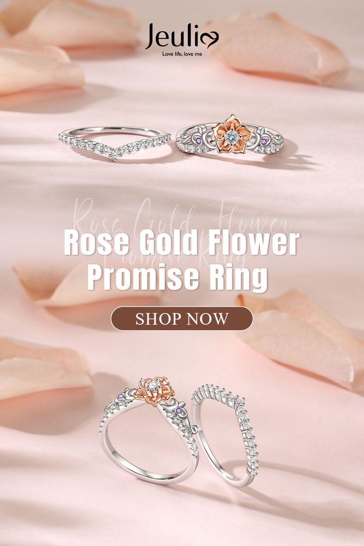 rose gold flower promise ring shop now