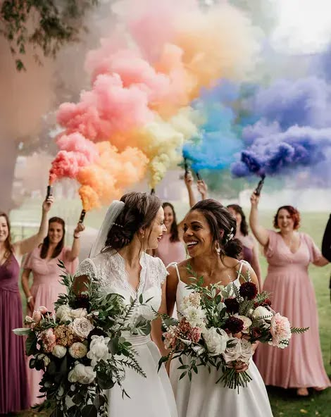 Summer West Mill Derby Wedding - Rock My Wedding Rainbow Lesbian Wedding, Lesbian Boho Wedding, Wedding Photos Lesbian, Lesbian Wedding Ideas Decor, Wedding Lesbian Ideas, Hippy Wedding, Lesbian Wedding Photography, Wlw Wedding, Queer Weddings