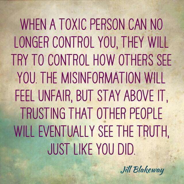 a pink and blue photo with the words when a tonic person can no longer control you, they will try to control how others see you