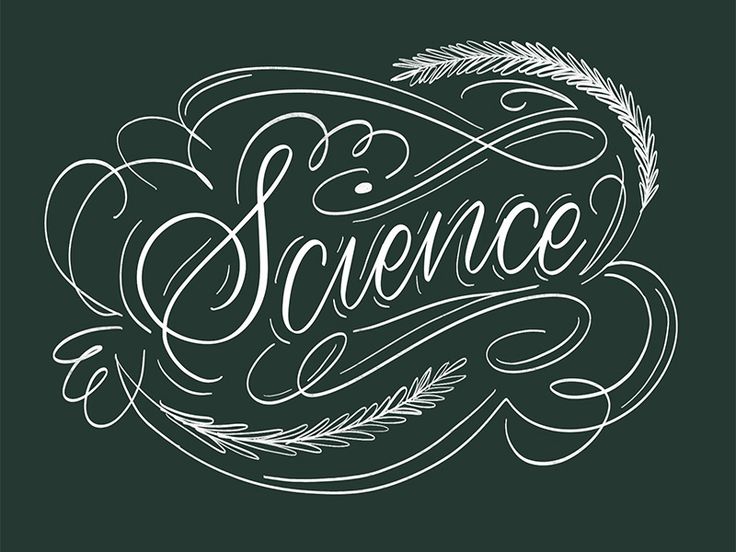 the word science written in cursive writing on a black background