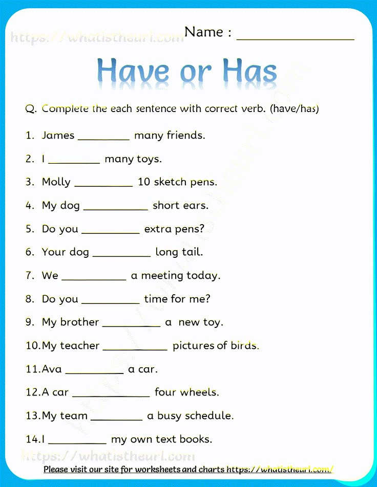 have or has worksheet with pictures and words to help students learn how to use them