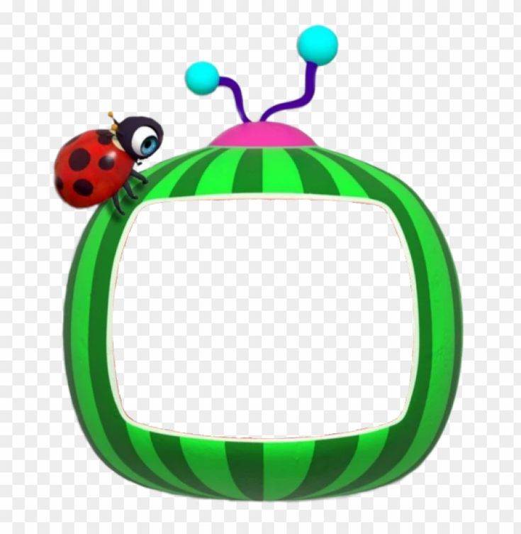 a green television with a ladybug sitting on it