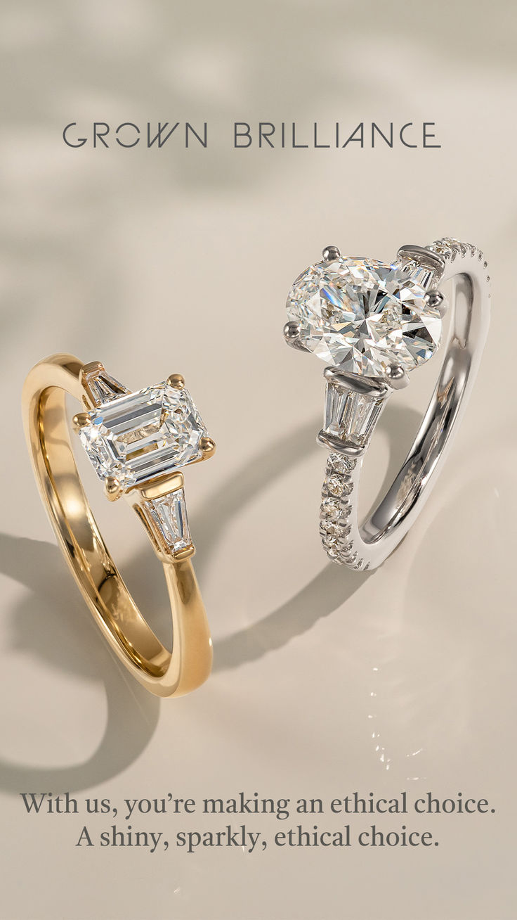 two engagement rings with the words crown bridale