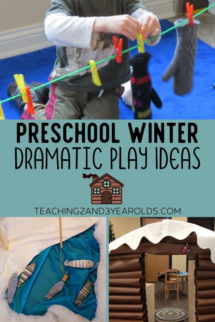 a collage of photos with the words preschool winter dramatic play ideas