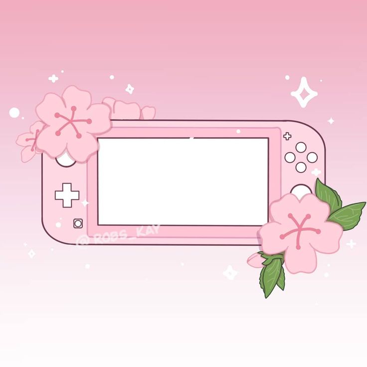 a pink nintendo wii game controller with flowers on the front and back side, against a light pink background