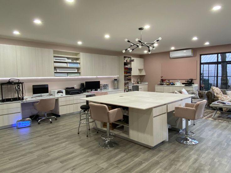 a large open kitchen and living room area