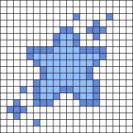 a blue and white cross - stitch pattern with squares in the shape of a heart