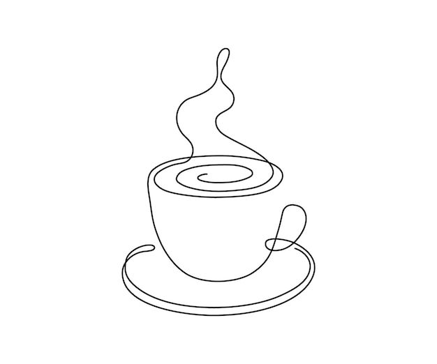 a drawing of a coffee cup on a saucer with a spoon in the middle