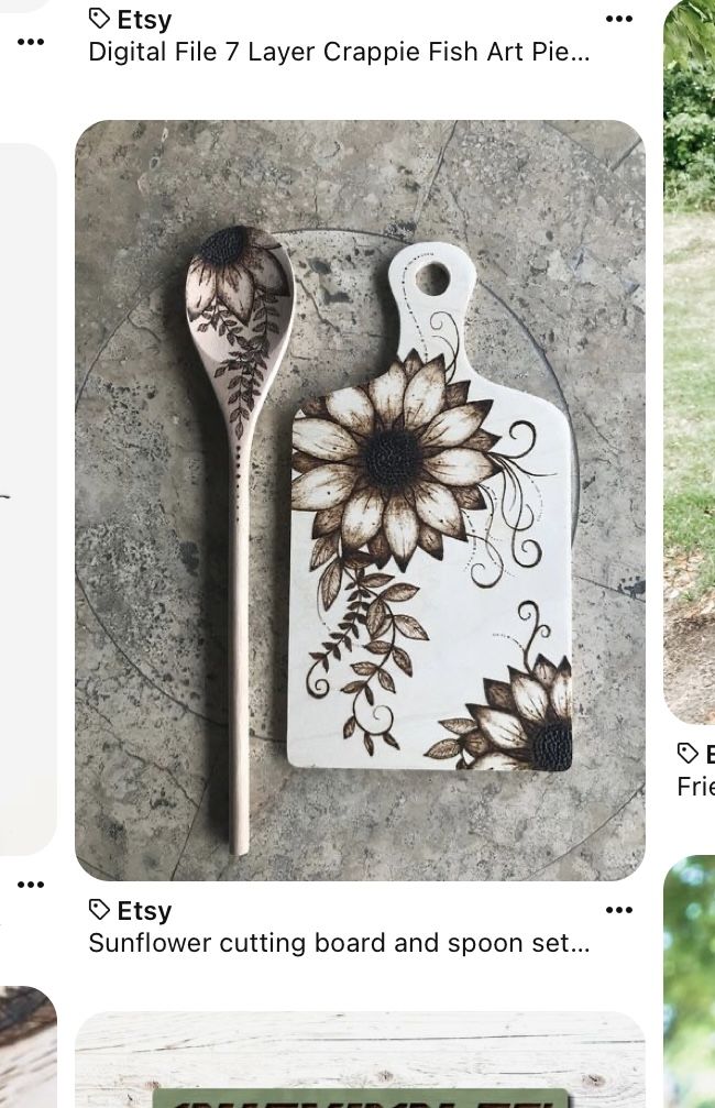 several different pictures with flowers and spoons on them