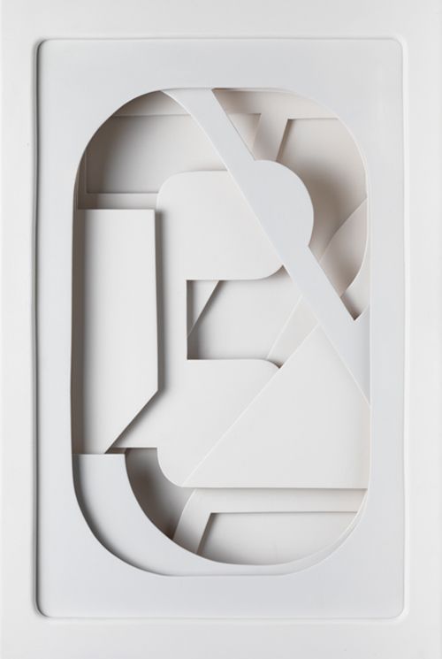 an abstract white paper cutout with the letter e