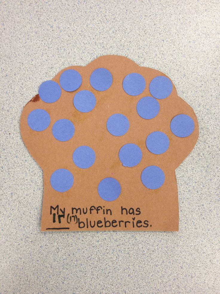 a piece of paper with blue circles on it that says muffin has my blueberries