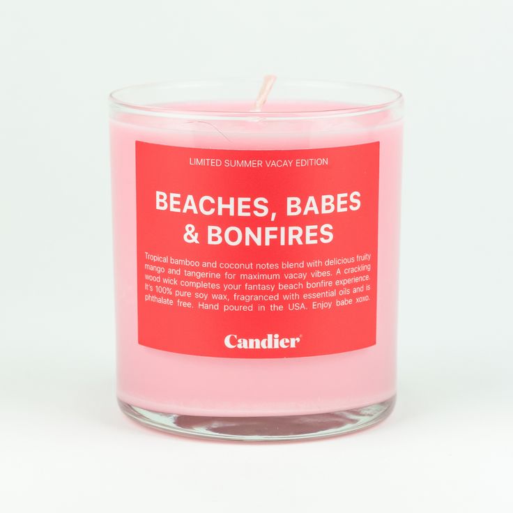 beaches, babes, and bonfires pink candle Bright Clothing, Fantasy Beach, Trendy Candle, Vacay Vibes, Smells Good, Beach Bonfire, Beach Babe, Smell Good, Mango Wood