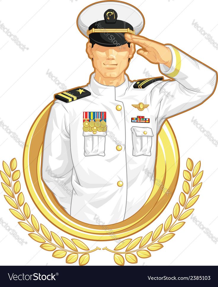 a sailor saluting in front of a wreath