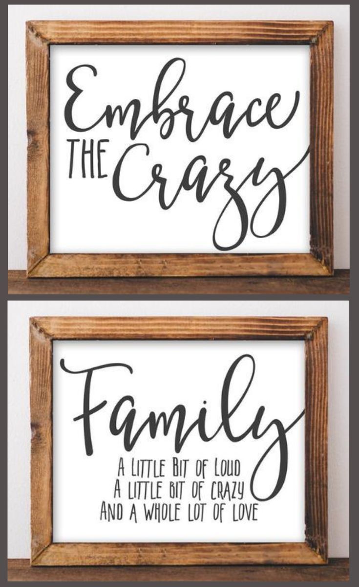 two framed wood signs with the words embrace the easy family and a whole lot of love