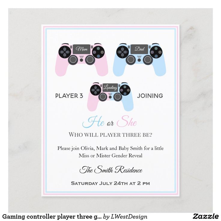 the video game controller baby shower is shown in pink, blue and white with black buttons