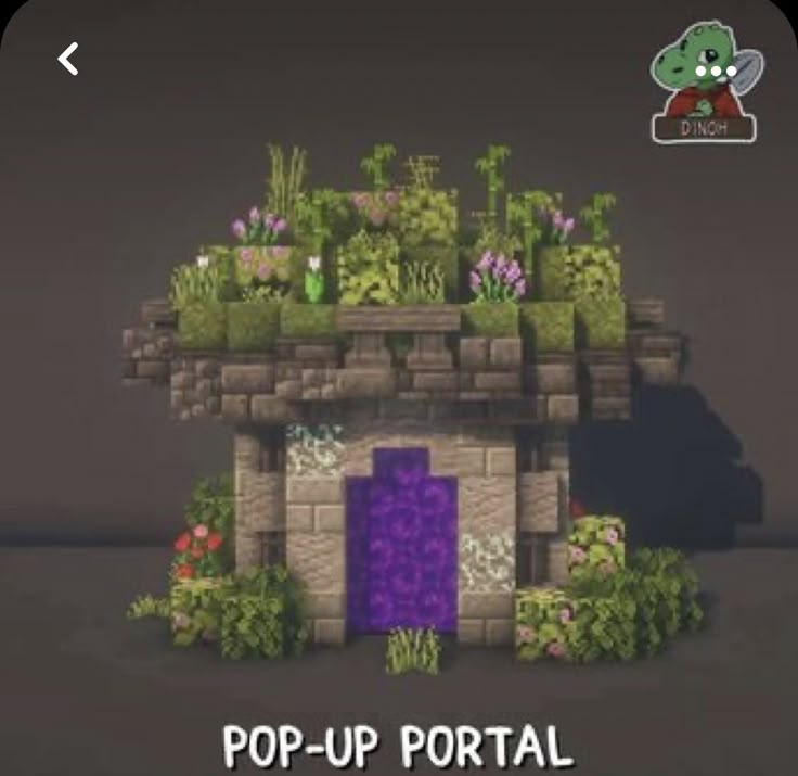 a small house with plants growing out of it and the words pop - up portal below