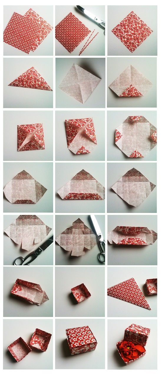 step by step instructions on how to make an origami heart - shaped box