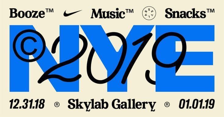 an advertisement for the new yorke music festival with blue and black lettering on it