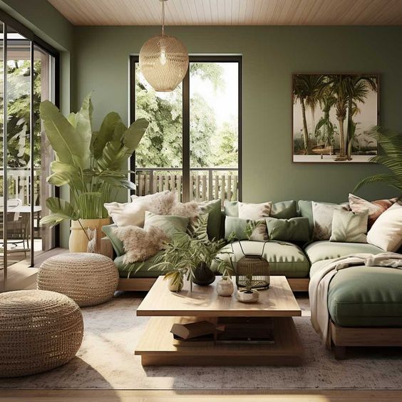 a living room filled with lots of furniture and plants